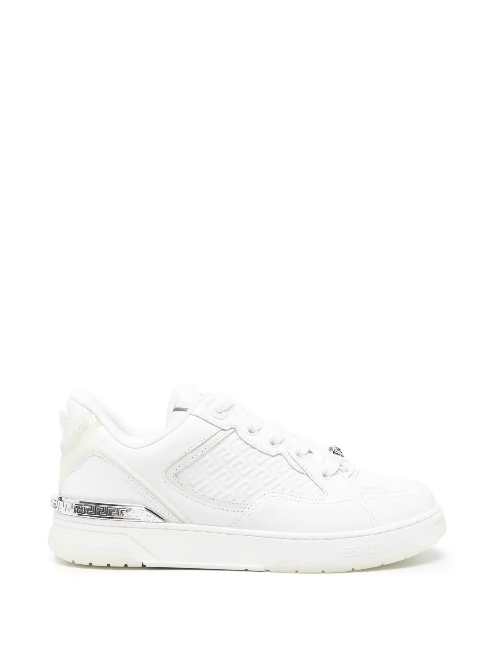 Versace Greca embossed leather sneakers Wit