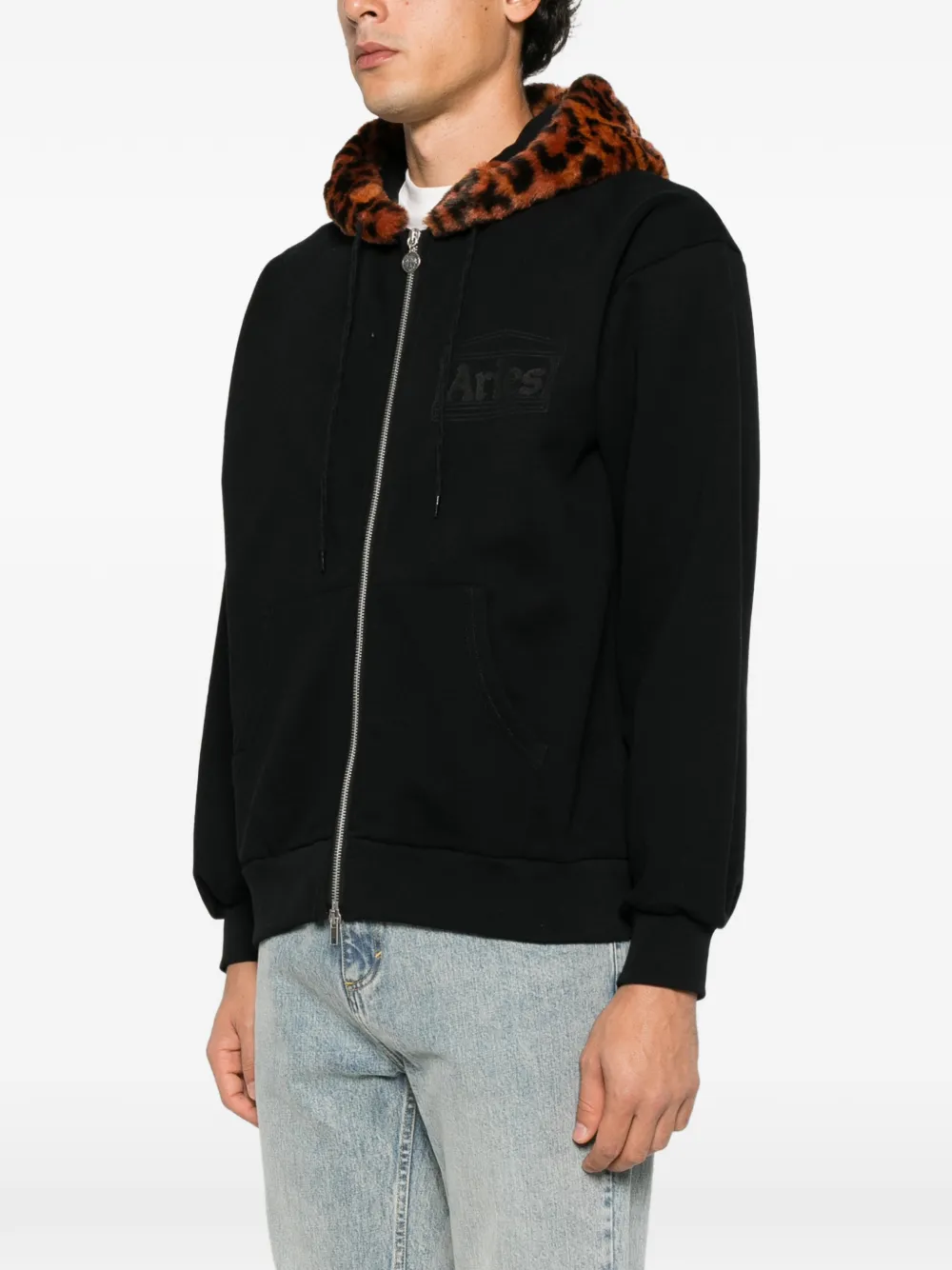 Aries long-sleeve zip-up hoodie Zwart