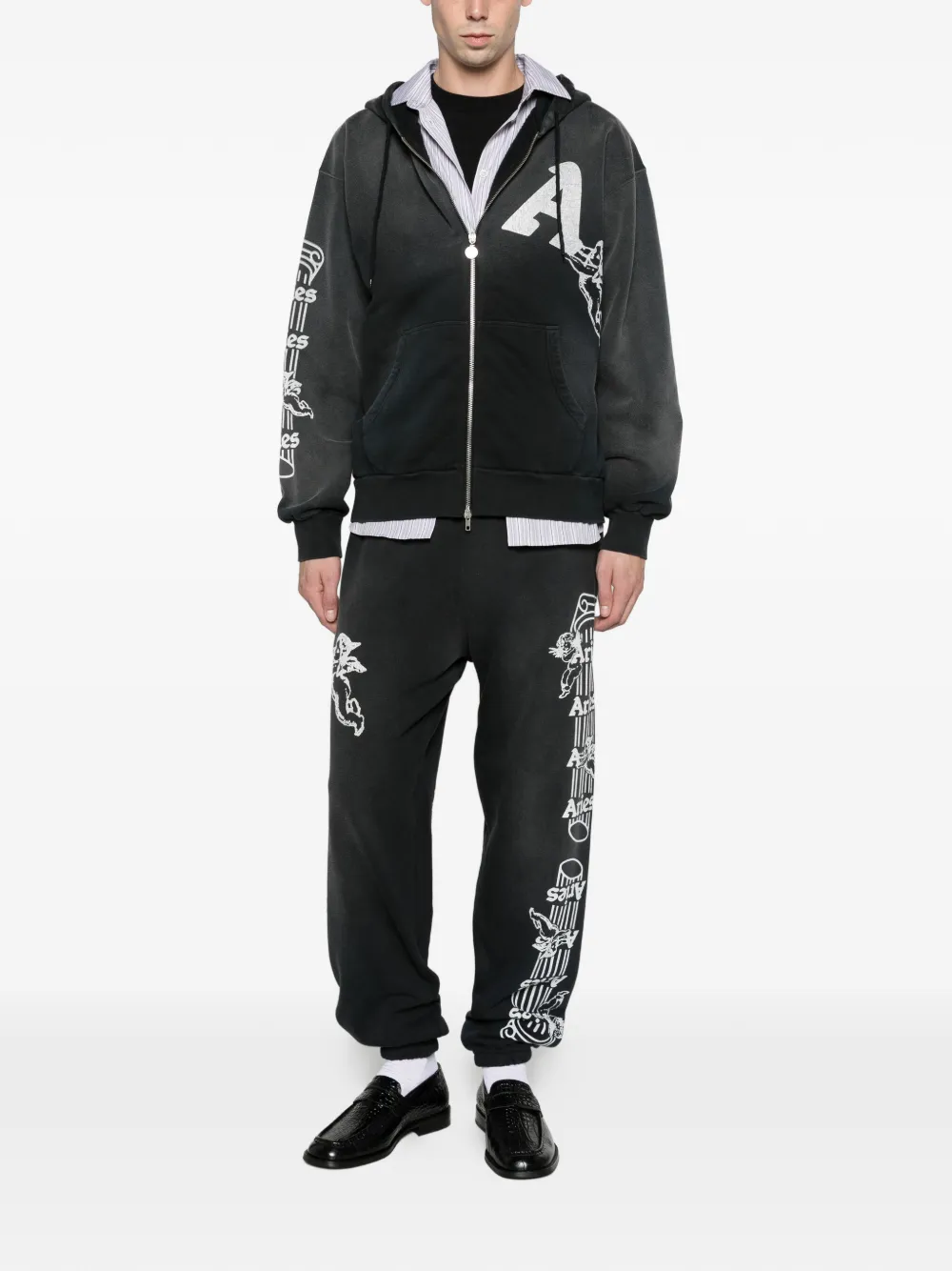 Aries aged Cherub Column hoodie Zwart
