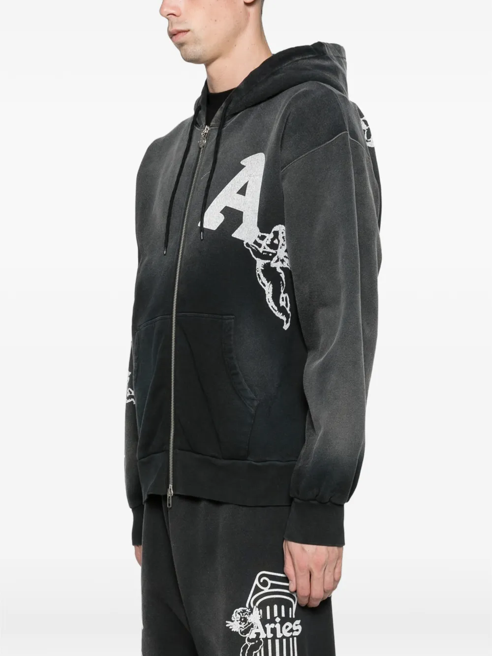 Aries aged Cherub Column hoodie Zwart