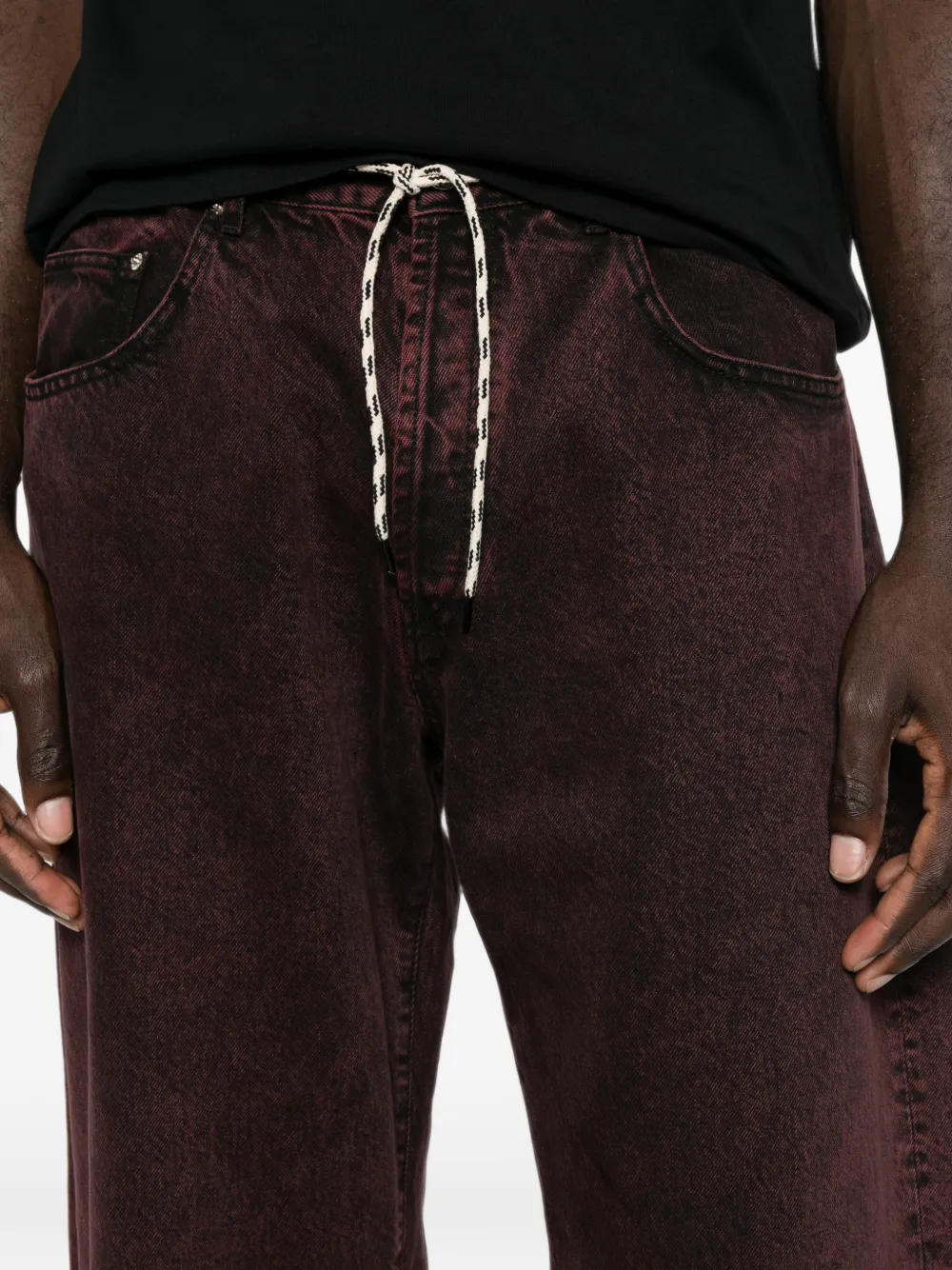 Aries Jeans met acid-wassing Rood
