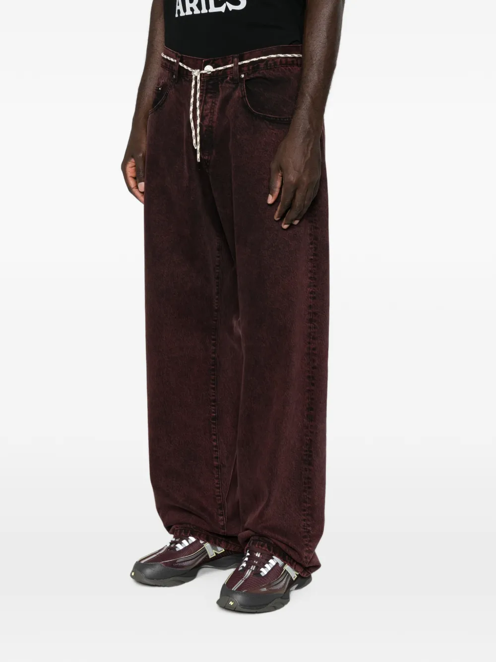 Aries Jeans met acid-wassing Rood