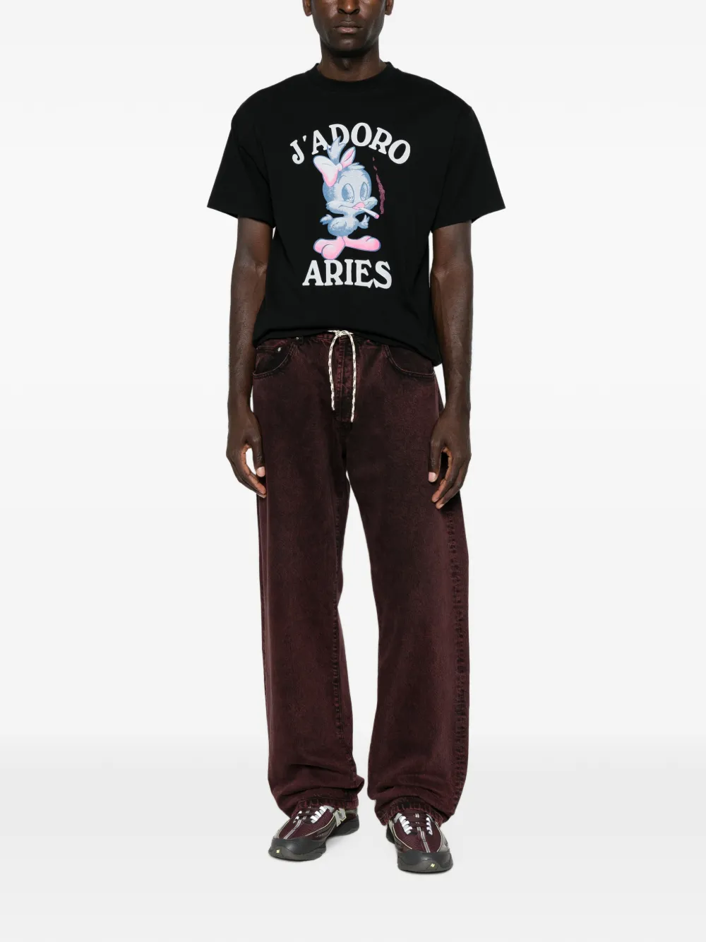 Aries Jeans met acid-wassing Rood