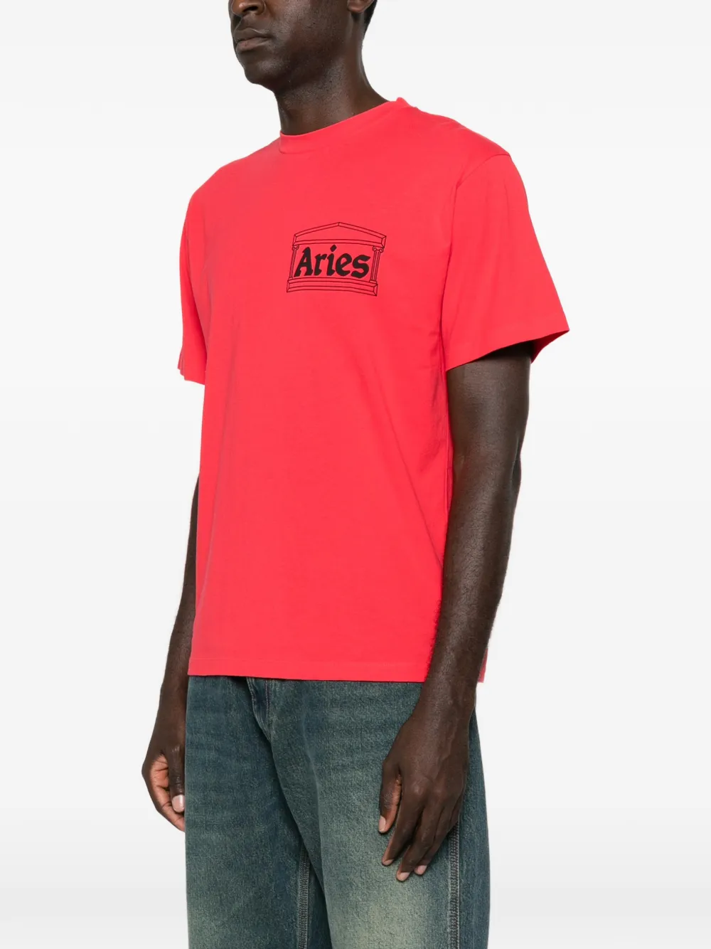 Aries Temple T-shirt met logo-print Rood