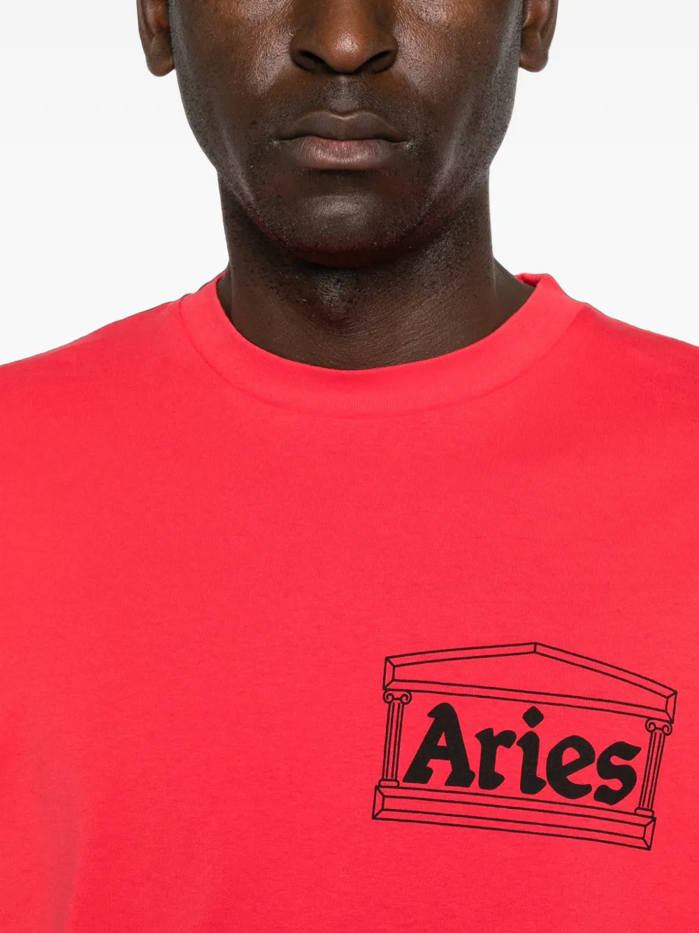 Aries Temple T-shirt met logo-print Rood