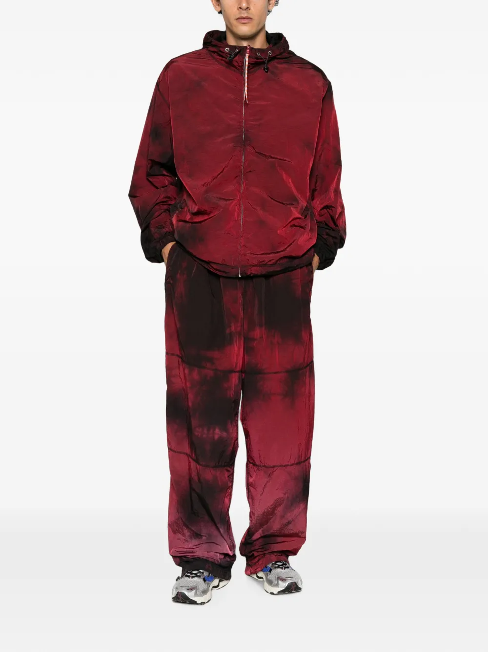 Aries Windbroek met tie-dye-print Rood