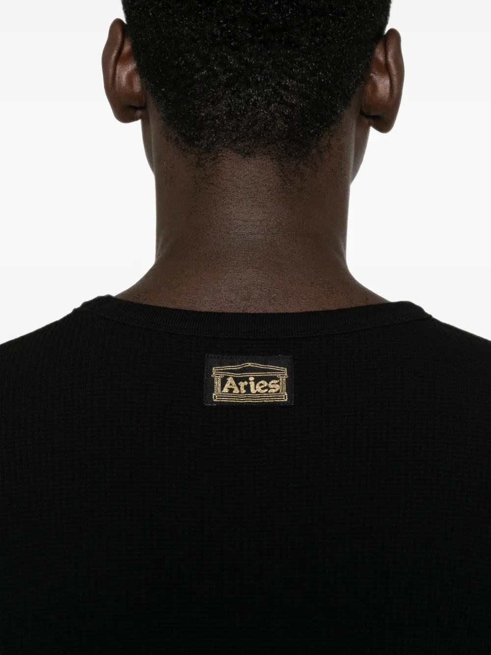 Aries Temple waffle-knit T-shirt Zwart