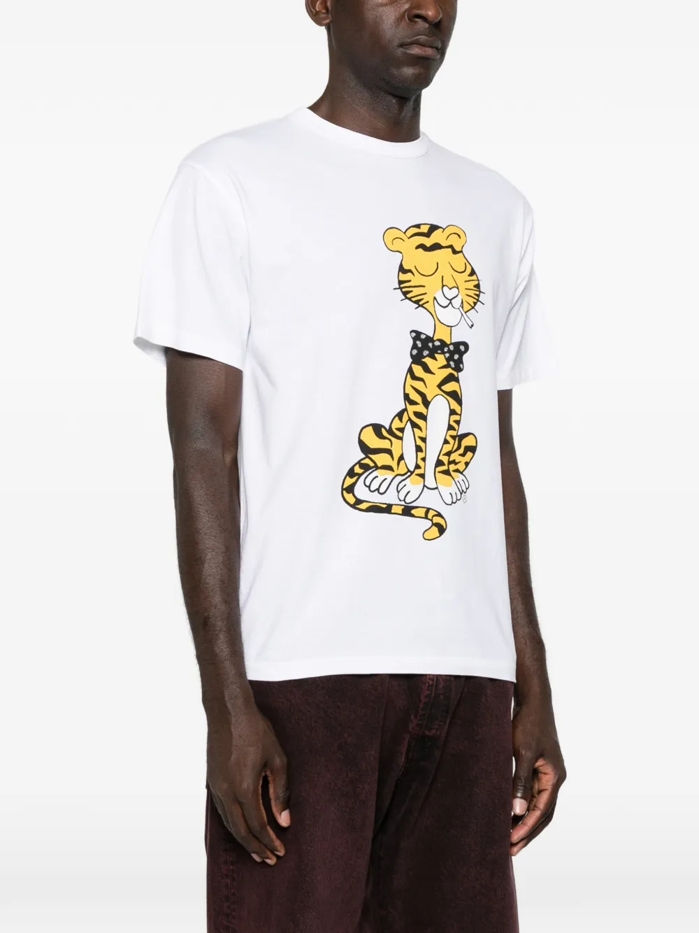 Aries Smoking Tiger T-shirt Wit