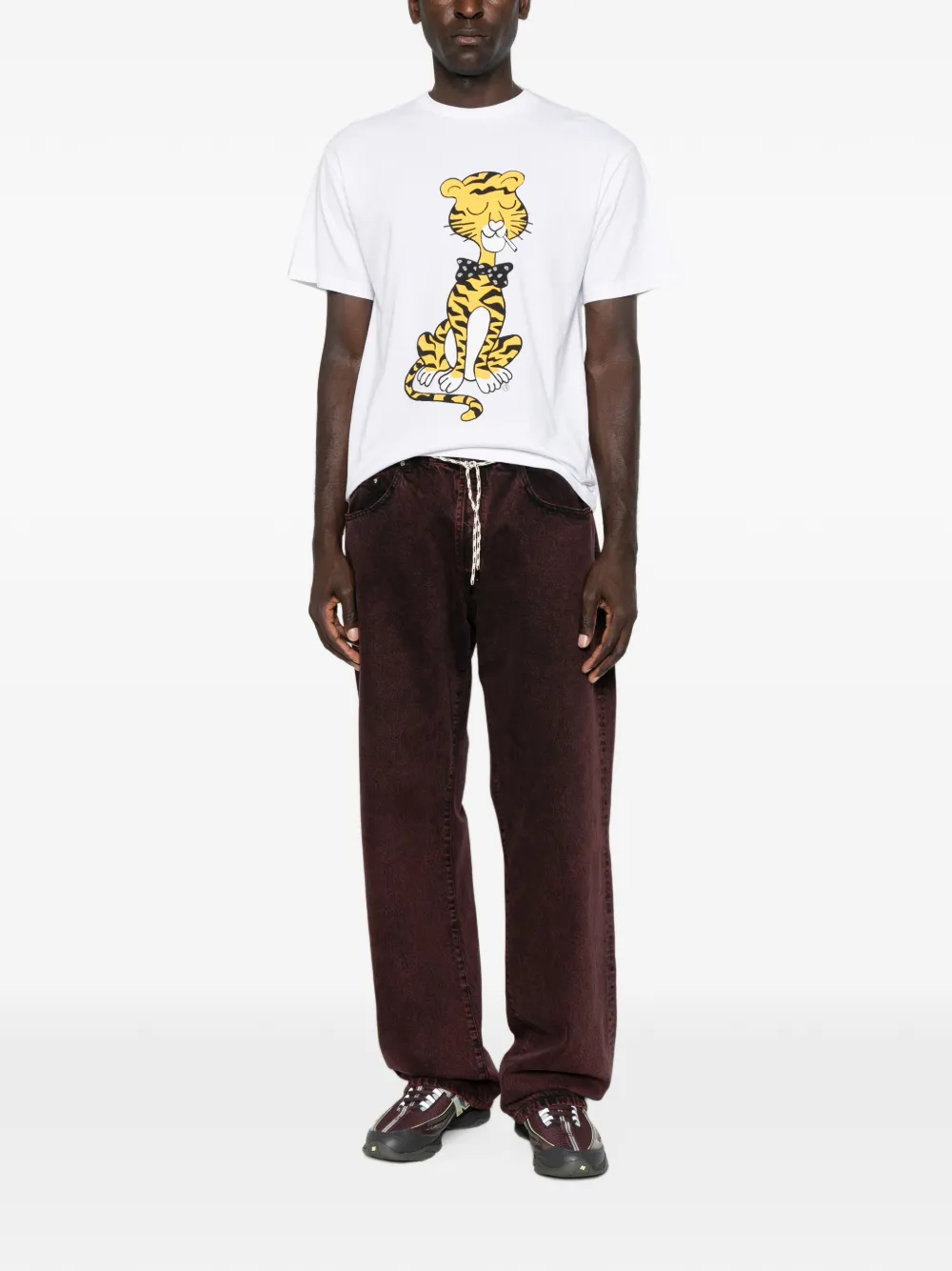 Aries Smoking Tiger T-shirt Wit