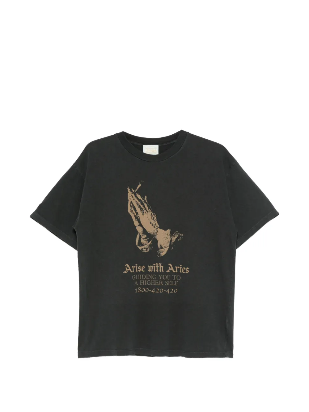 Aries faded Arise with ss T-shirt Zwart