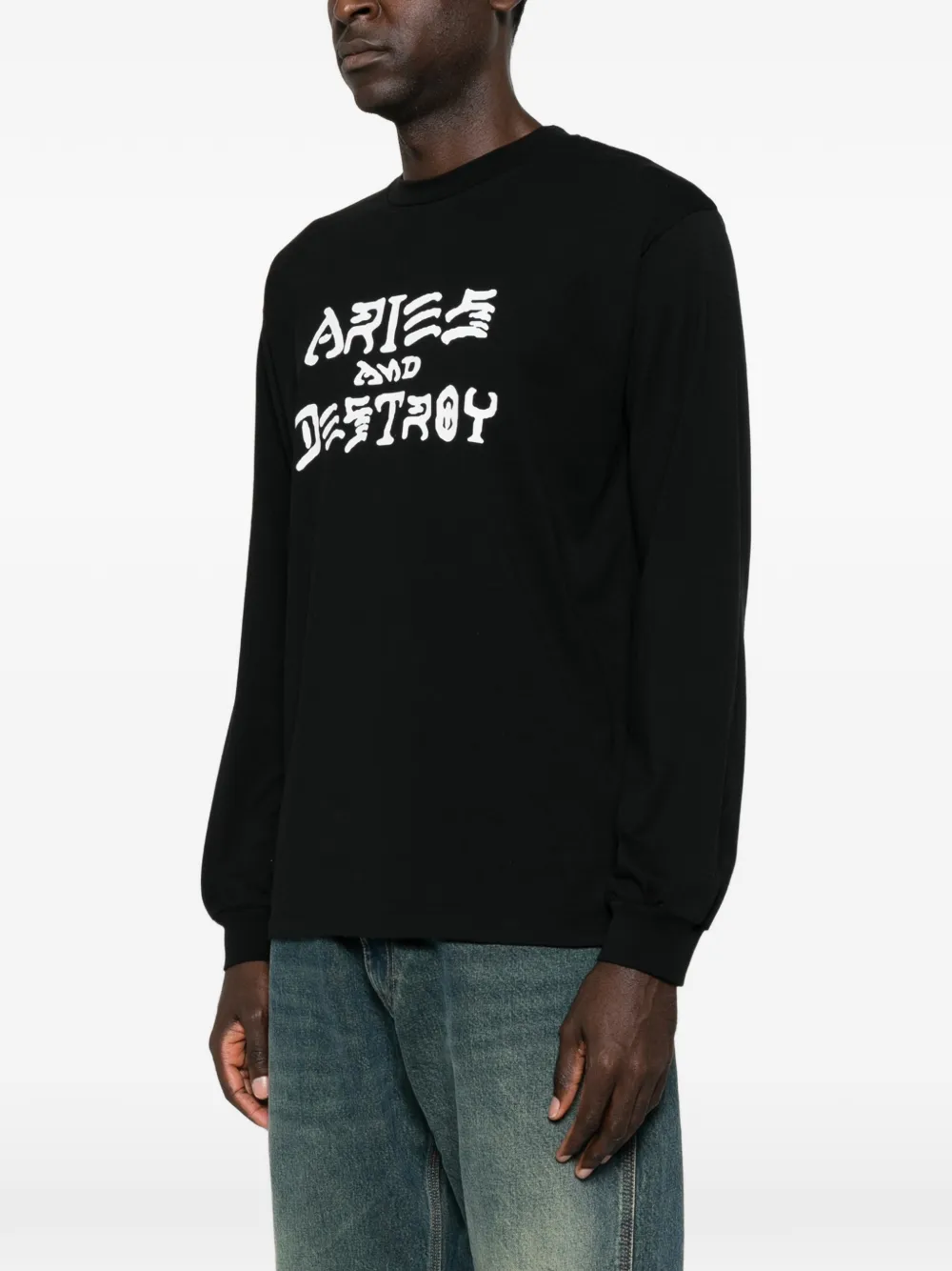 Aries T-shirt met lange mouwen en tekst-print Zwart
