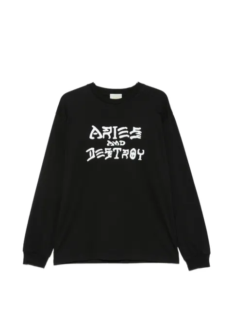 Aries long-sleeve slogan-print T-shirt