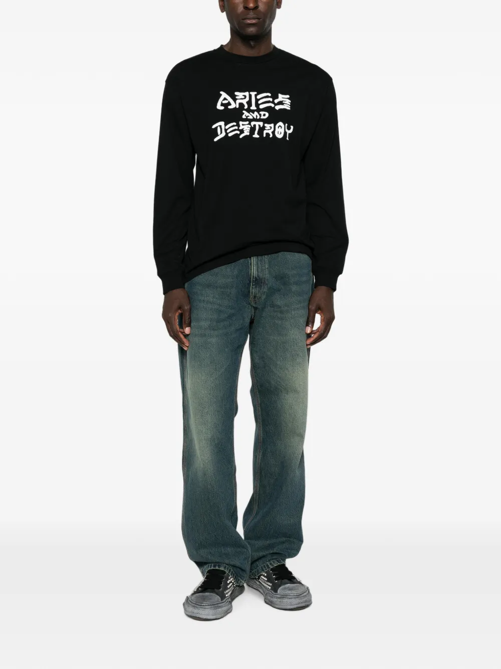 Aries T-shirt met lange mouwen en tekst-print Zwart