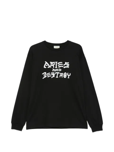 Aries long-sleeve slogan-print T-shirt