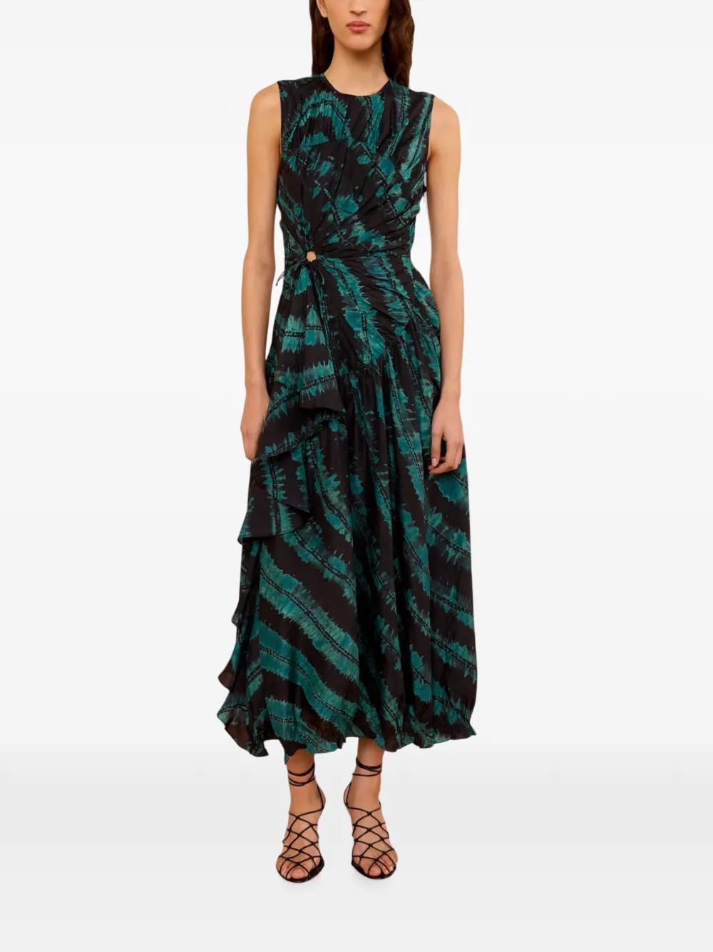 Ulla Johnson Veda midi-jurk met ruches Zwart