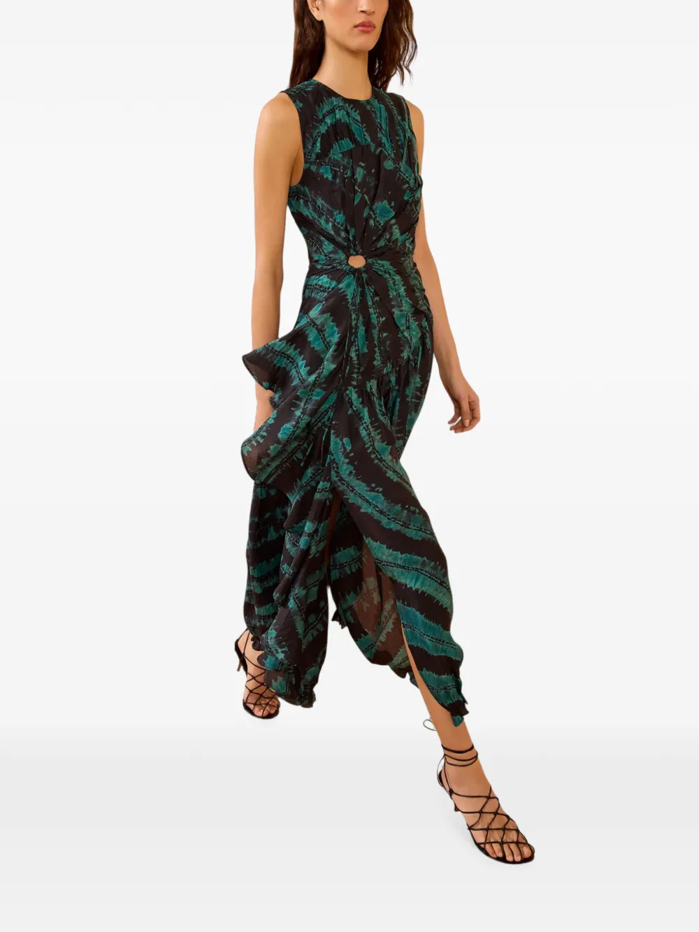 Ulla Johnson Veda midi-jurk met ruches Zwart