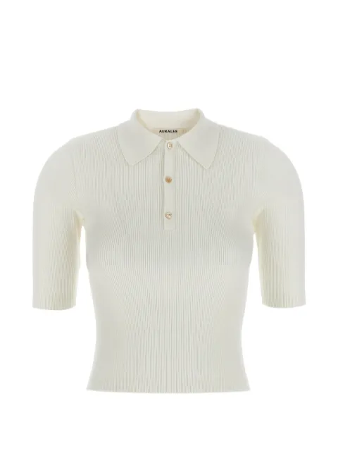 Auralee ribbed-knit polo shirt