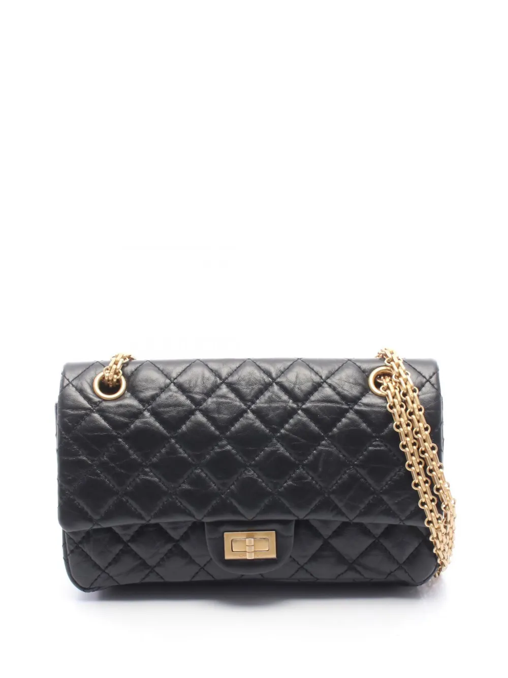 CHANEL Pre-Owned Borsa a spalla Reissue 2.55 Double Flap 225 in pelle di vitello trapuntata 2019 - Nero