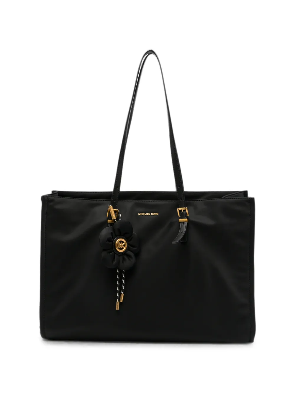 Michael Michael Kors Flower-charm Logo-plaque Tote Bag In Black