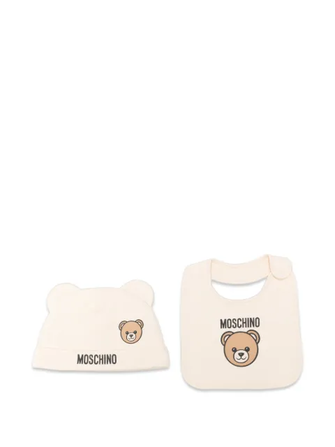 Moschino Kids Teddy Bear beanie and bib set