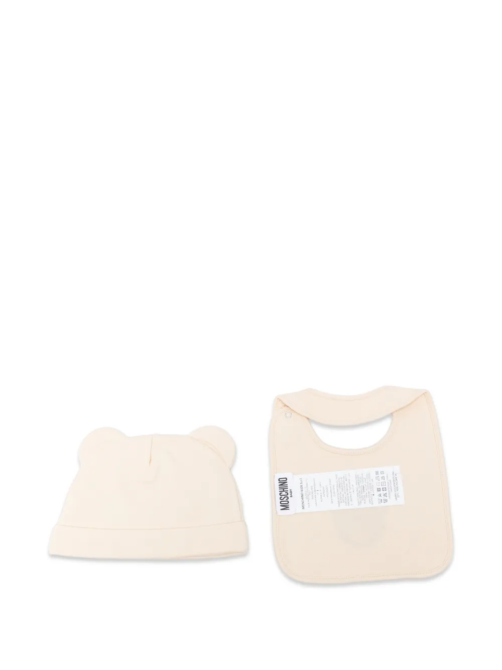 Moschino Kids Muts en slabbetje set met teddybeerprint Beige