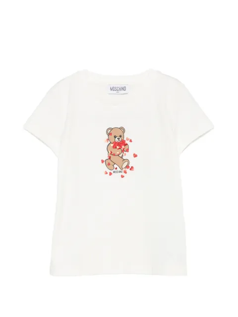 Moschino Kids Teddy Bear heart-print cotton T-shirt