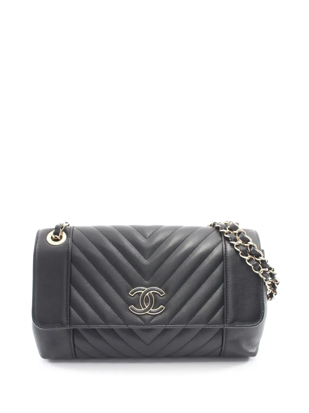 CHANEL Pre-Owned Borsa a spalla Daily Chevron Flap grande 2019 - Nero