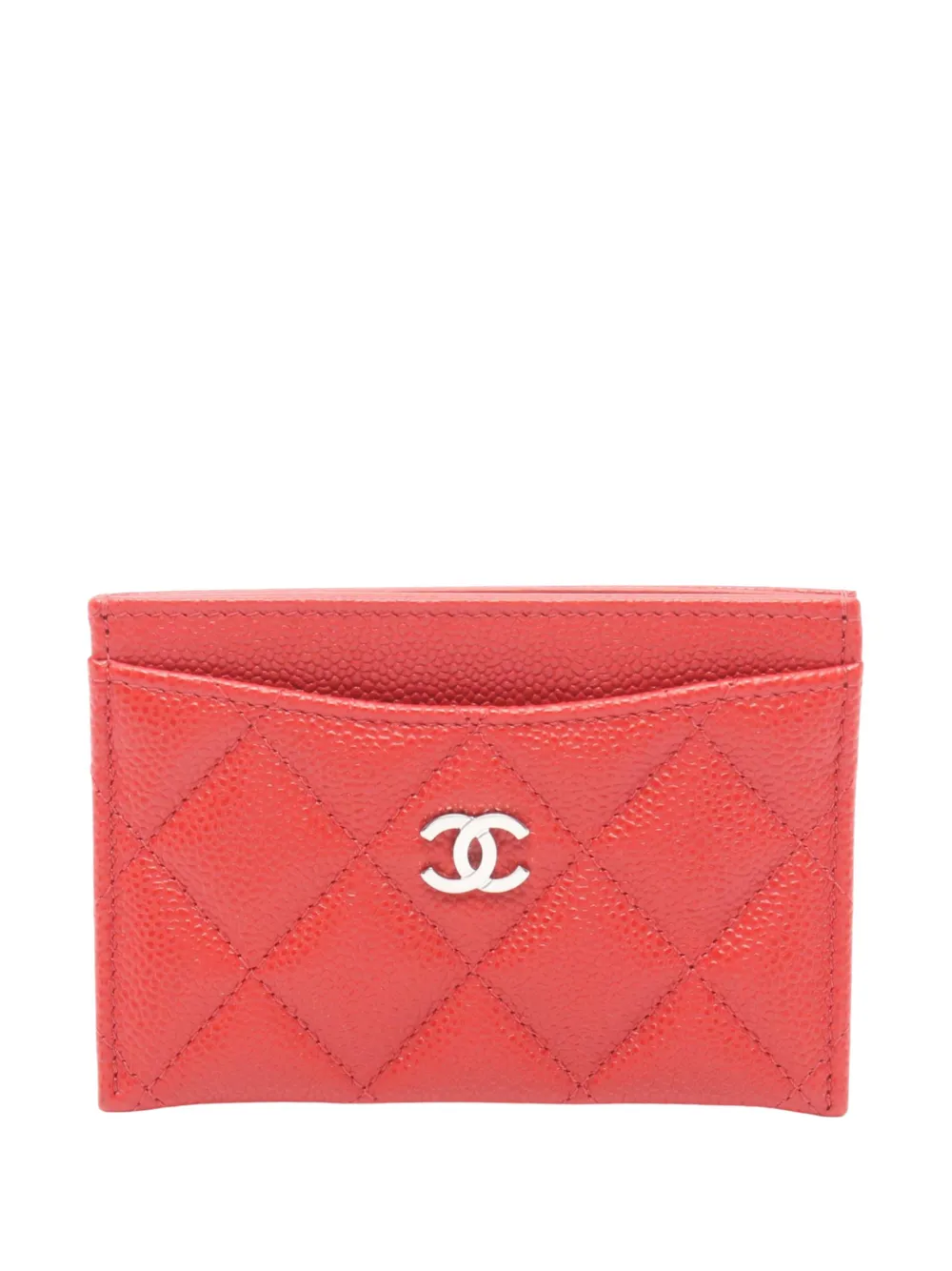 CHANEL Pre-Owned Portacarte trapuntato CC in pelle Caviar 2020 - Rosso