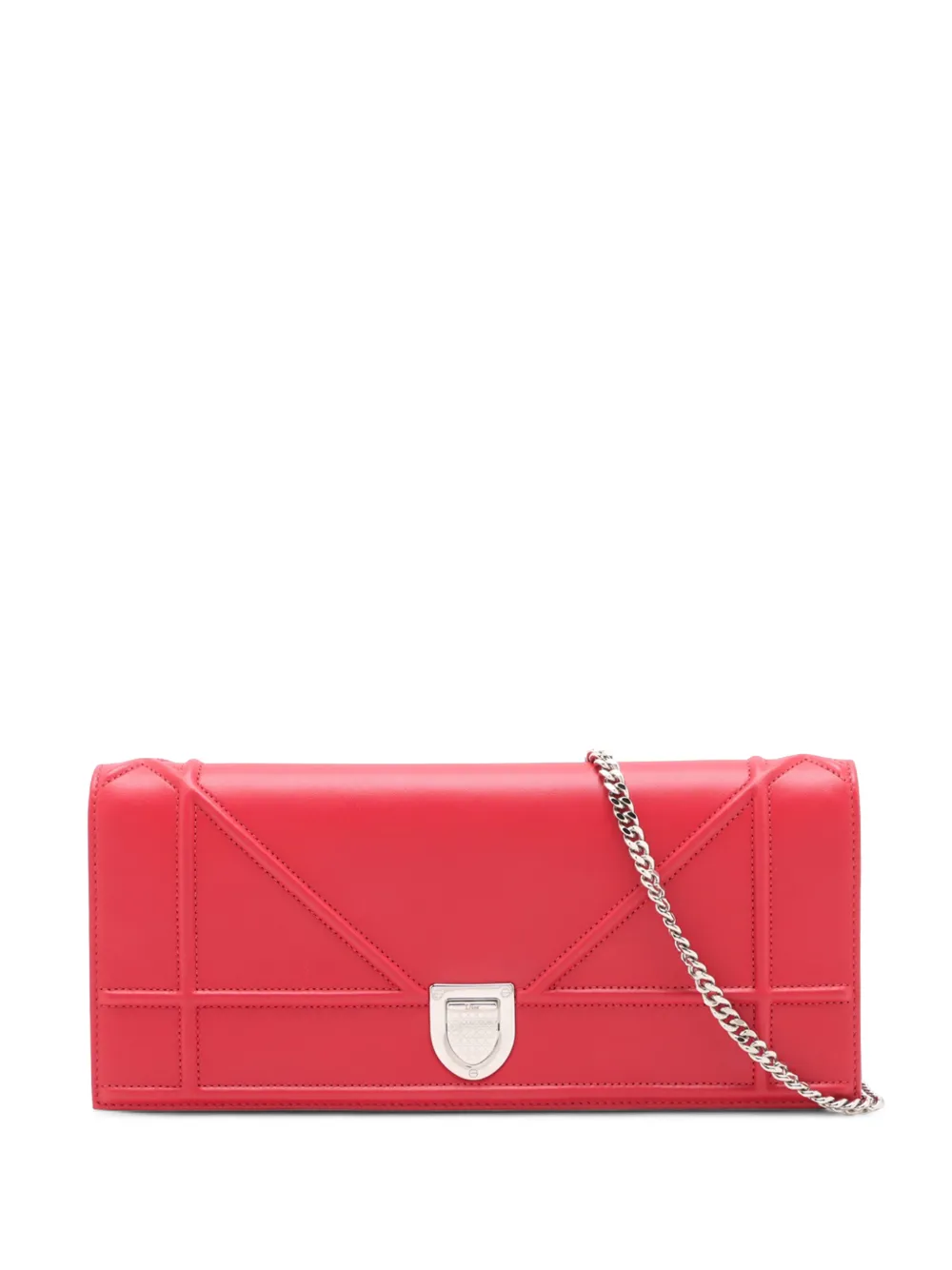 Christian Dior Pre-Owned Borsa a tracolla Diorama Croisiere Wallet on Chain in pelle di vitello con finitura pieno fiore 2000-2026 - Rosso