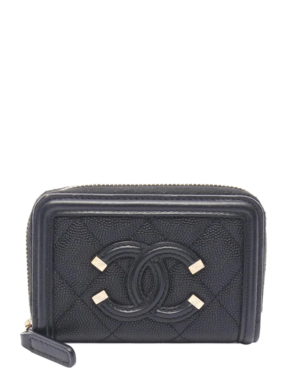 CHANEL Pre-Owned 2019 Caviar CC Filigree Purse Münztäschchen - Schwarz
