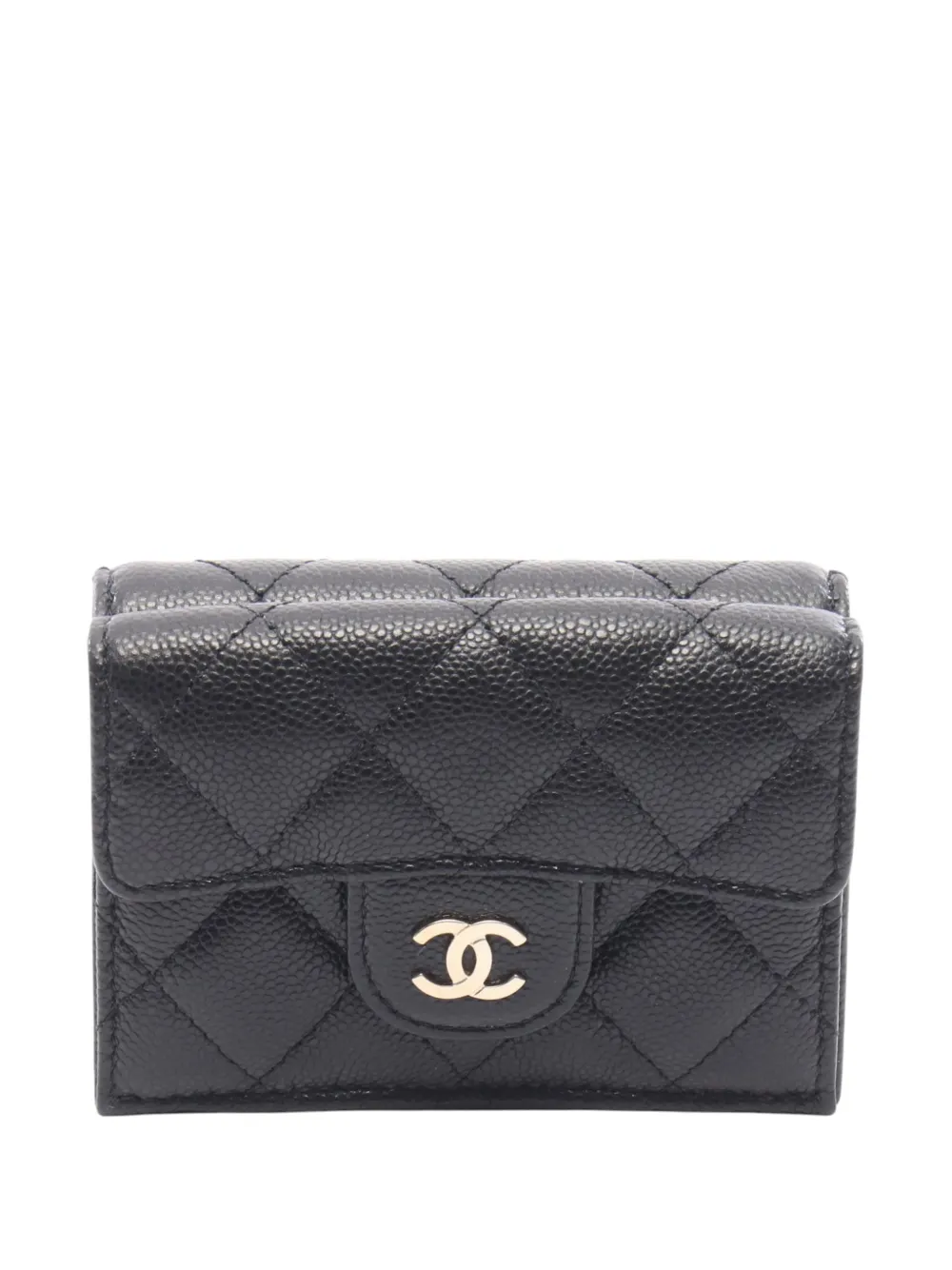 CHANEL Pre-Owned Portafoglio CC piccolo in pelle Caviar trapuntata 2021-2026 - Nero