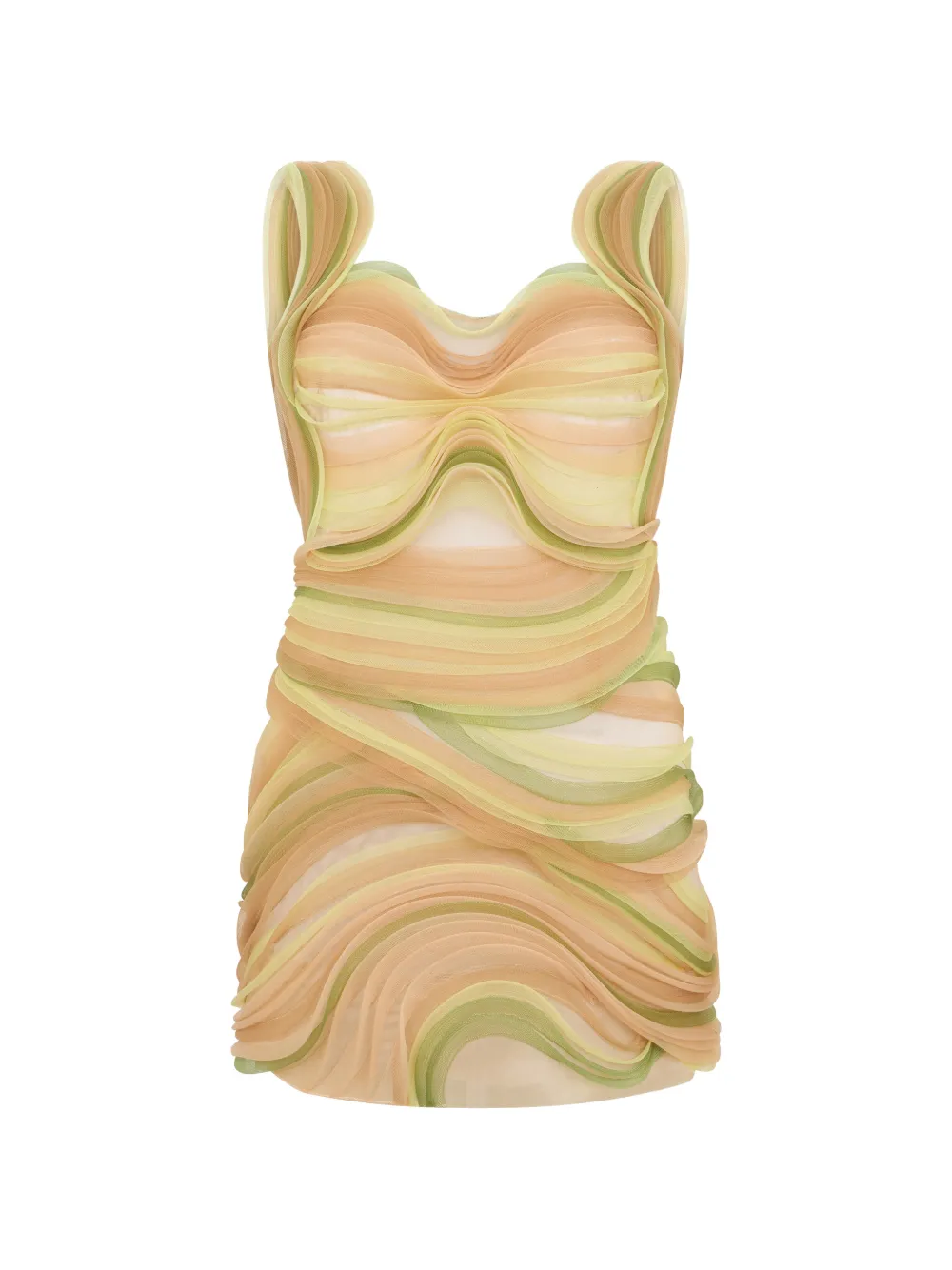 Alberta Ferretti tulle-layered embroidered mini dress - Nude
