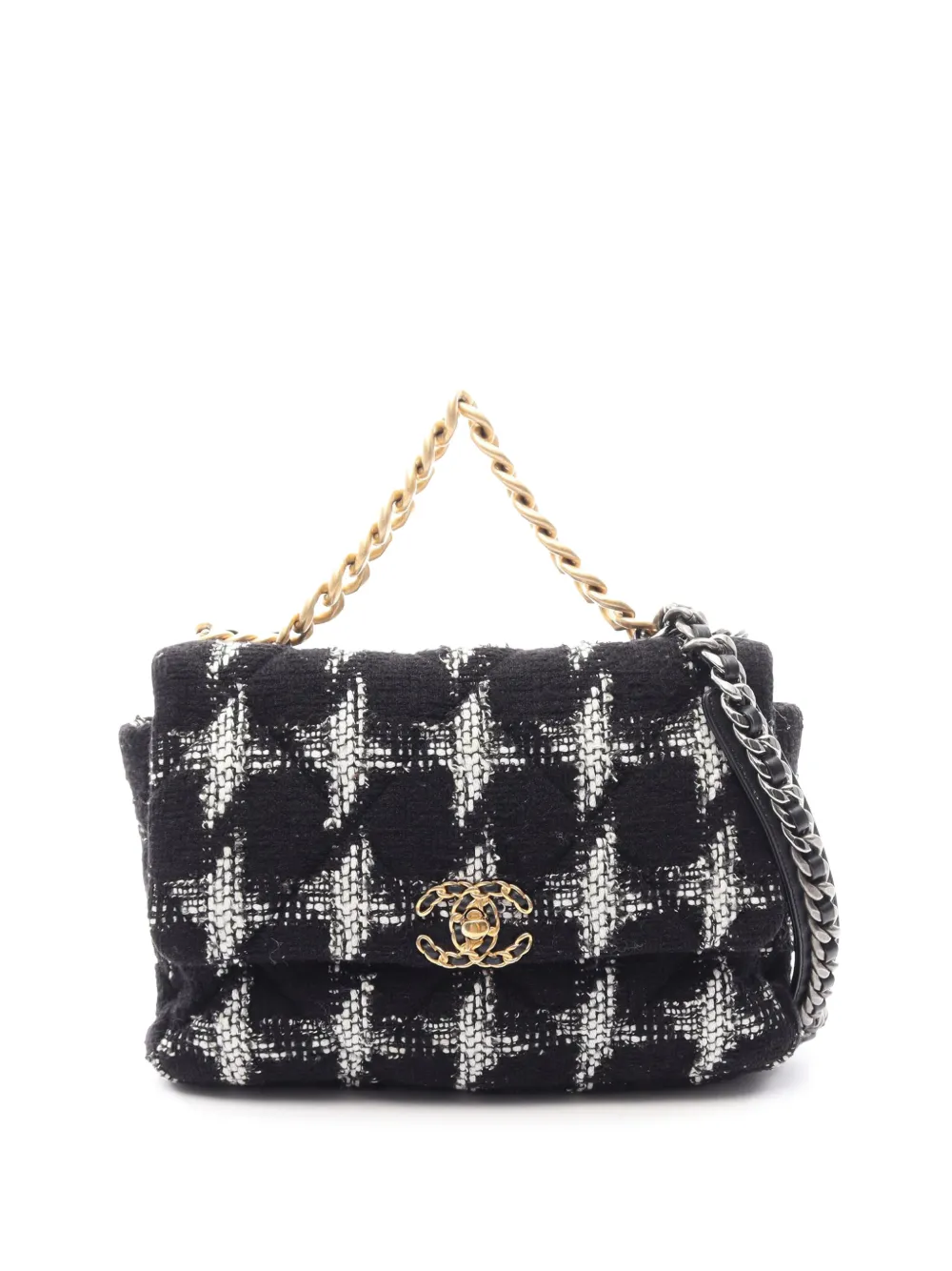 CHANEL Pre-Owned Borsa a tracolla Tweed 19 grande con battente 2020 - Nero