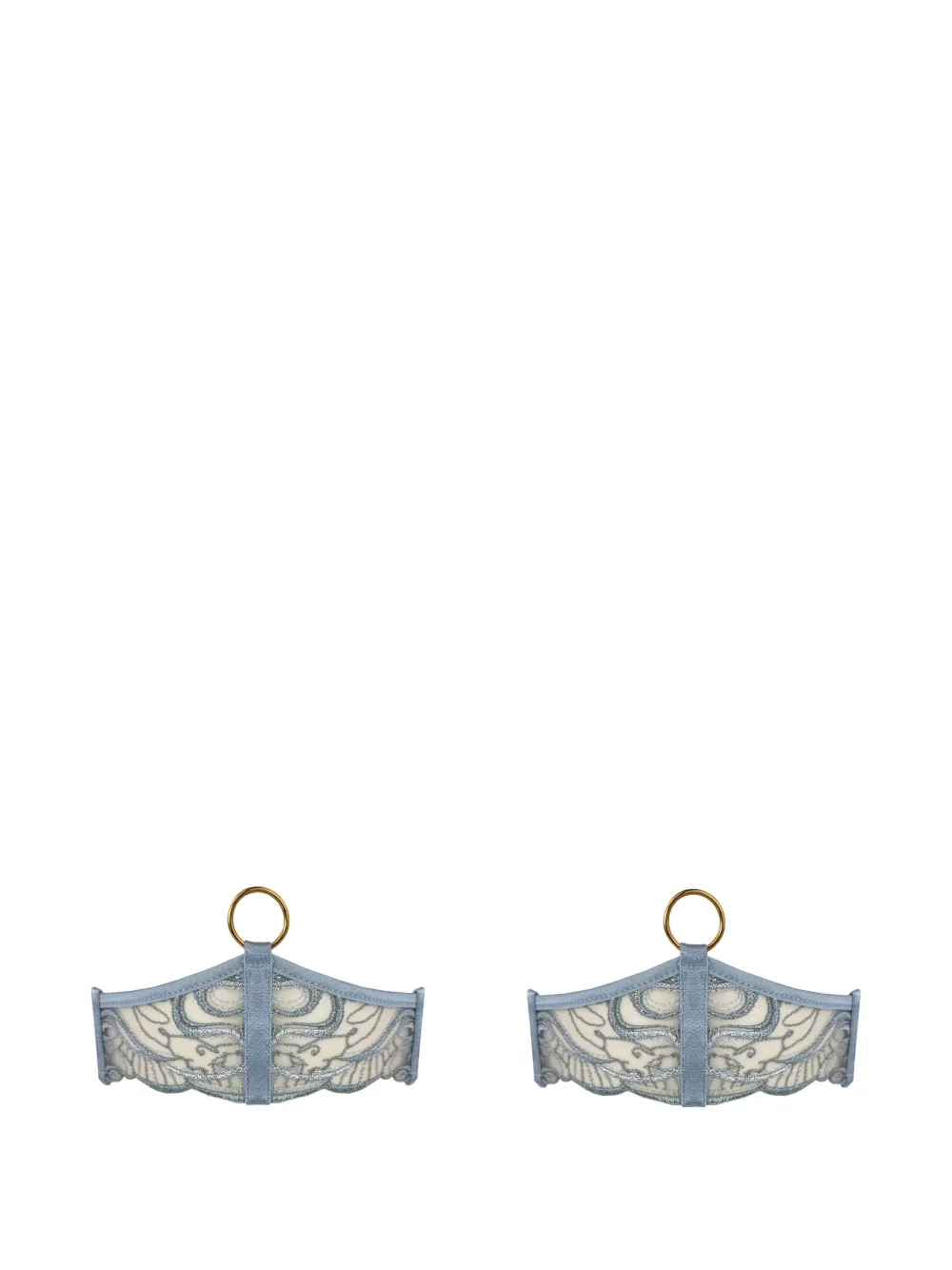Bordelle Pearl embroidered garters - Blau