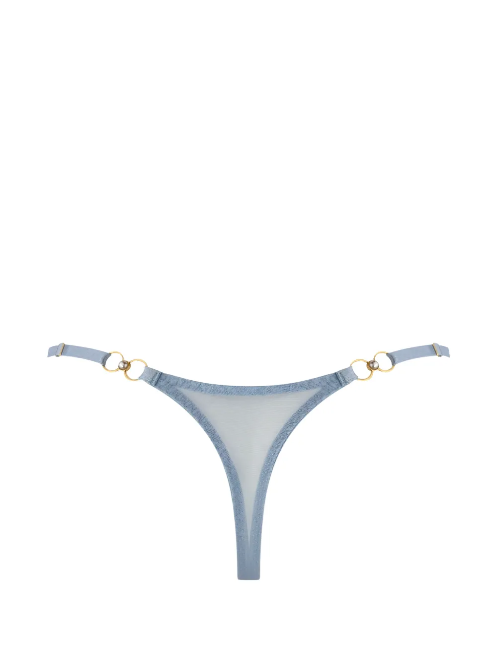 Bordelle Pearl Strap embroidered thong - Blu