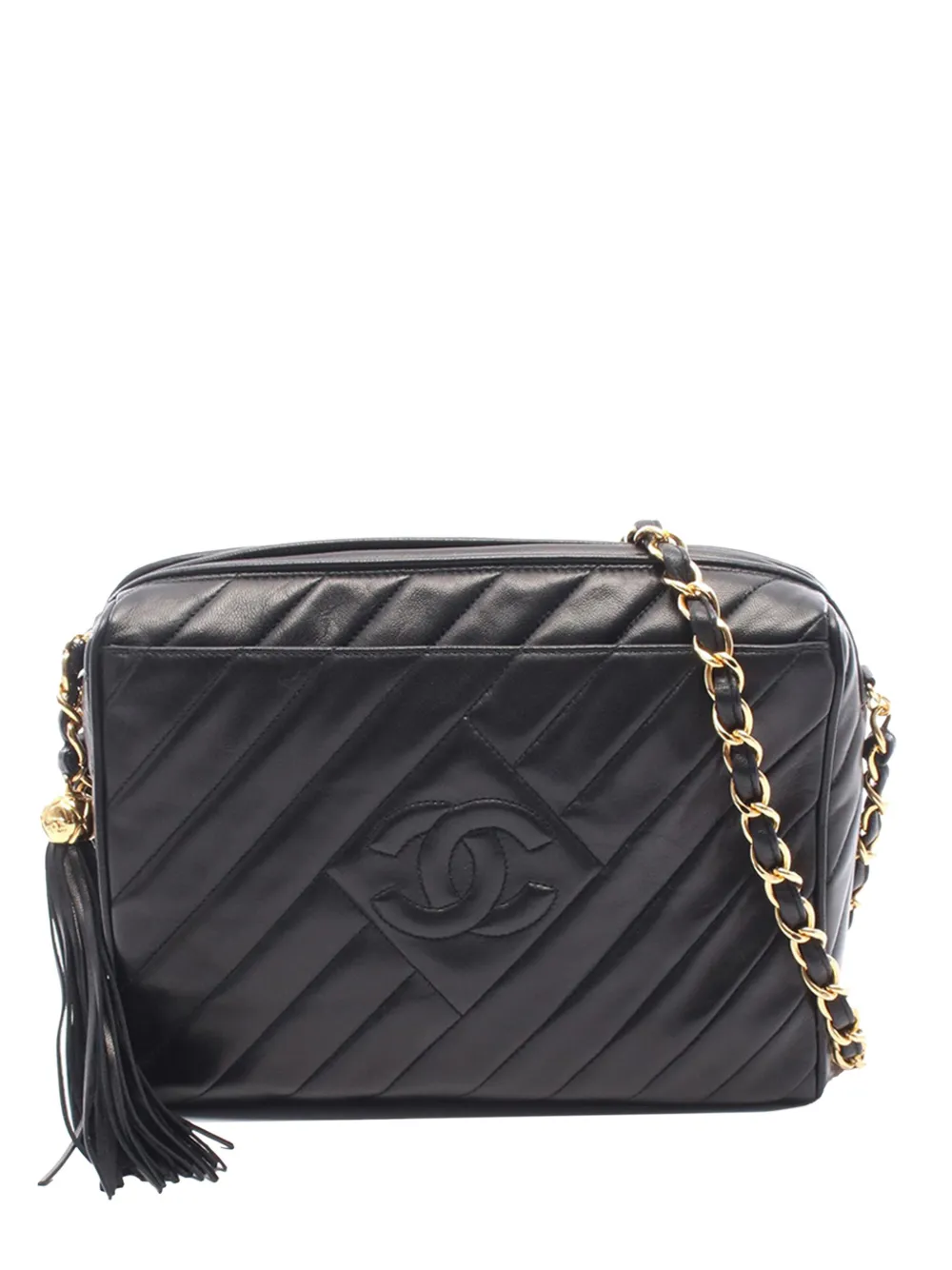 CHANEL Pre-Owned Borsa a tracolla CC in pelle di agnello trapuntata con nappina 1994-1996 - Nero