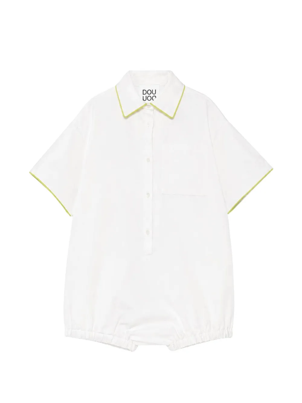 Douuod Kids piping-detail logo-print romper - Weiß