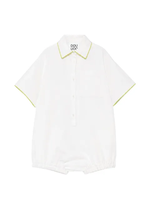 Douuod Kids piping-detail logo-print romper