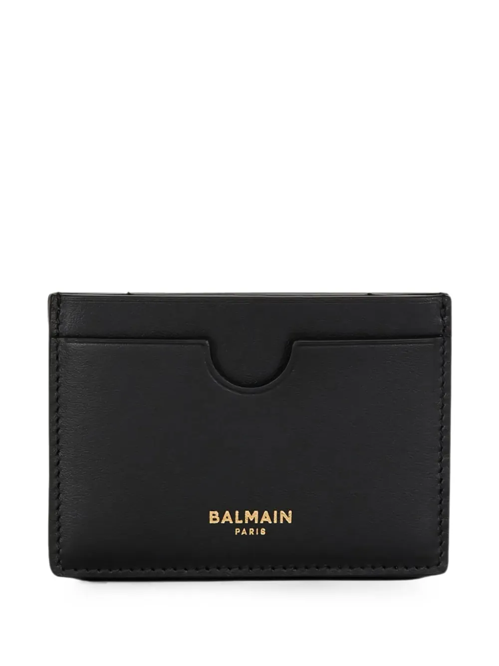 Balmain logo-print leather card holder - Nero