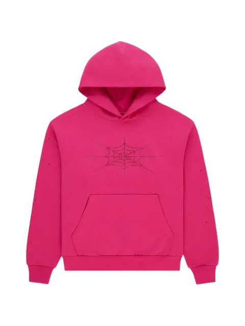 SP5DER rhinestone-embellished silk hoodie