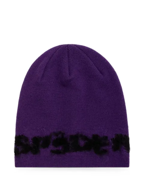 SP5DER logo-intarsia mohair-blend beanie