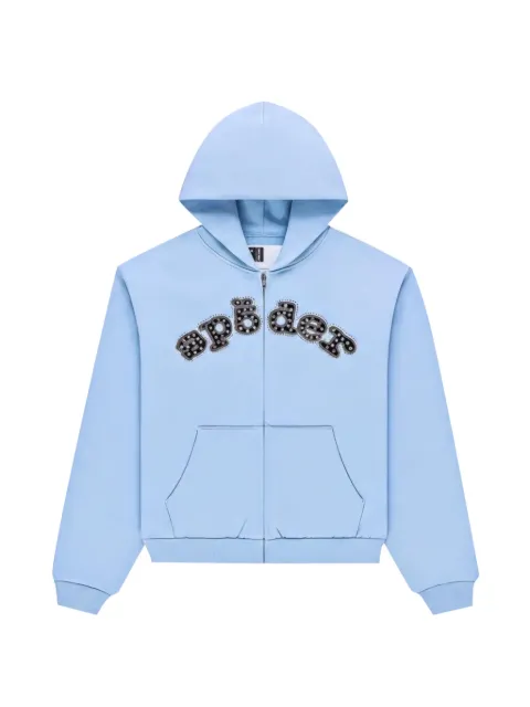 SP5DER Mixed Stone OG V2 rhinestone-embellished zip-up hoodie