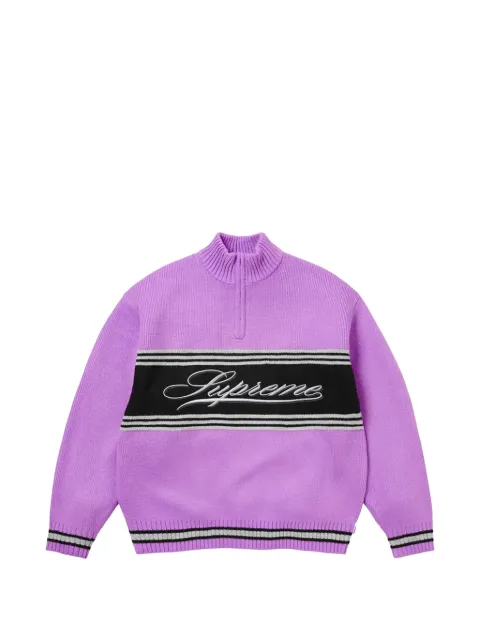 Supreme Script Stripe half-zip sweater