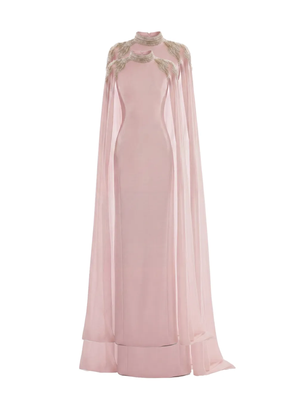 Saiid Kobeisy embellished cape-sleeve maxi dress - Pink