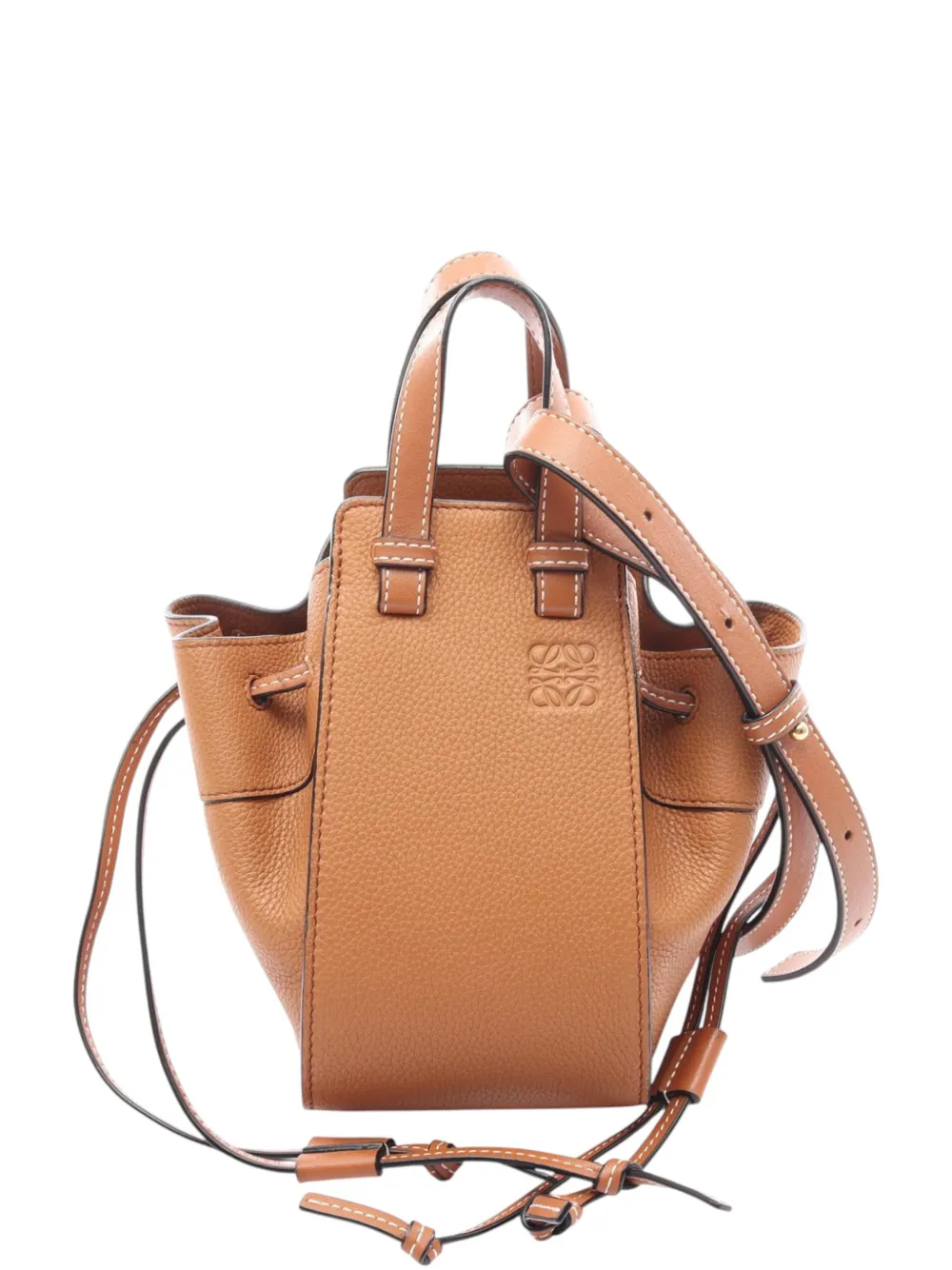 Loewe Pre-Owned Borsa a tracolla Hammock mini in pelle di vitello pieno fiore con coulisse 2010-2026 - Marrone