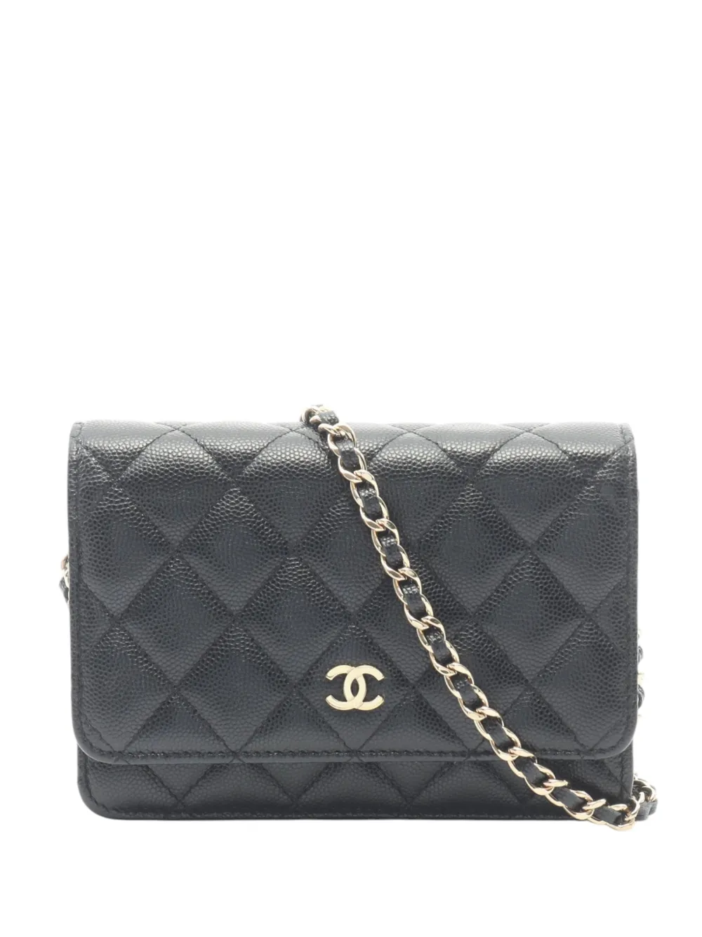 CHANEL Pre-Owned Borsa a tracolla Wallet On Chain CC mini in pelle Caviar trapuntata con catena 2020 - Nero