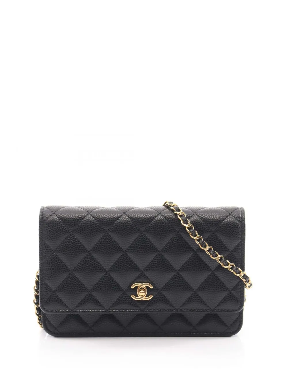 CHANEL Pre-Owned Borsa a tracolla CC in pelle Caviar trapuntata con catena 2021-2026 - Nero