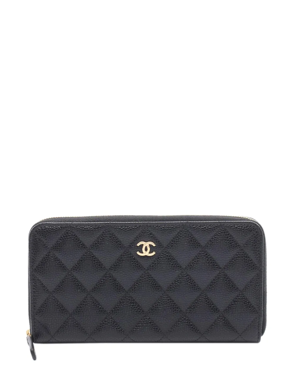 CHANEL Pre-Owned Portafoglio CC in pelle Caviar trapuntata con zip 2021-2026 - Nero