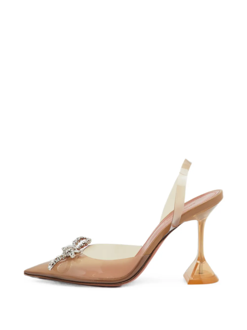 Amina Muaddi Rosie crystal bow slingback pumps - Bianco