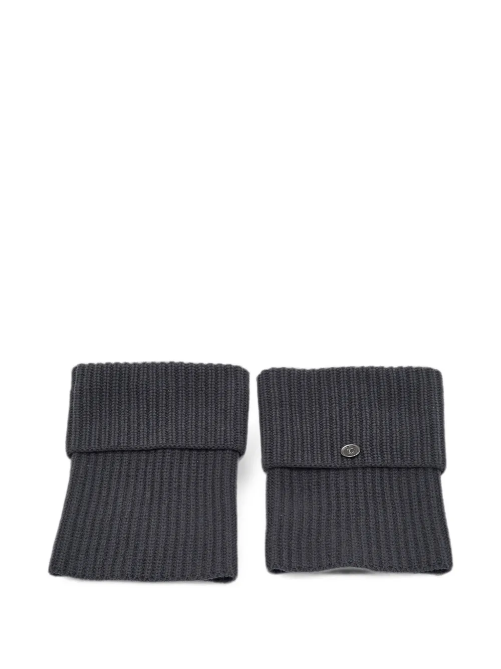 CHANEL Pre-Owned ribbed-knit CC leg warmers - Grigio